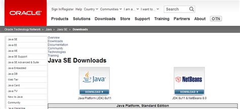 java se download oracle technology network oracle